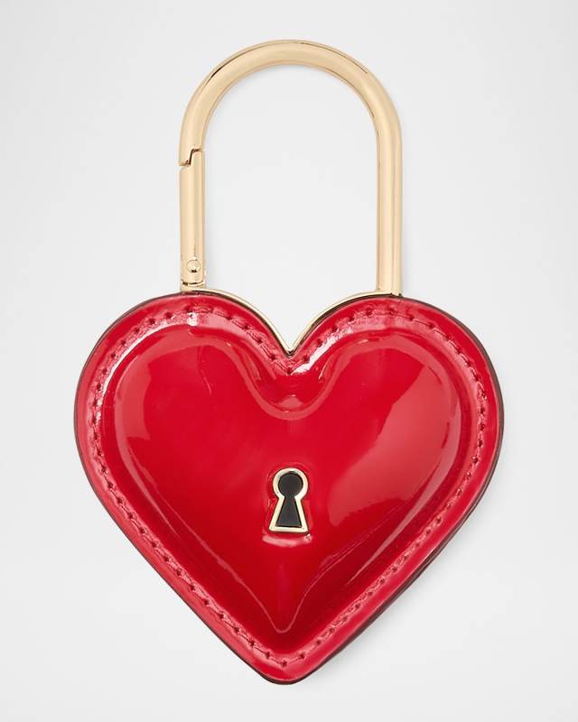 key to my heart patent faux leather bag charm